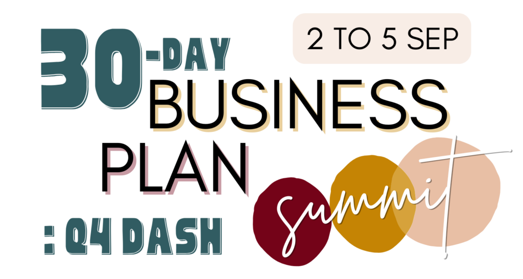 30-Day Business Plan Summit (Sep 2025) banner with date